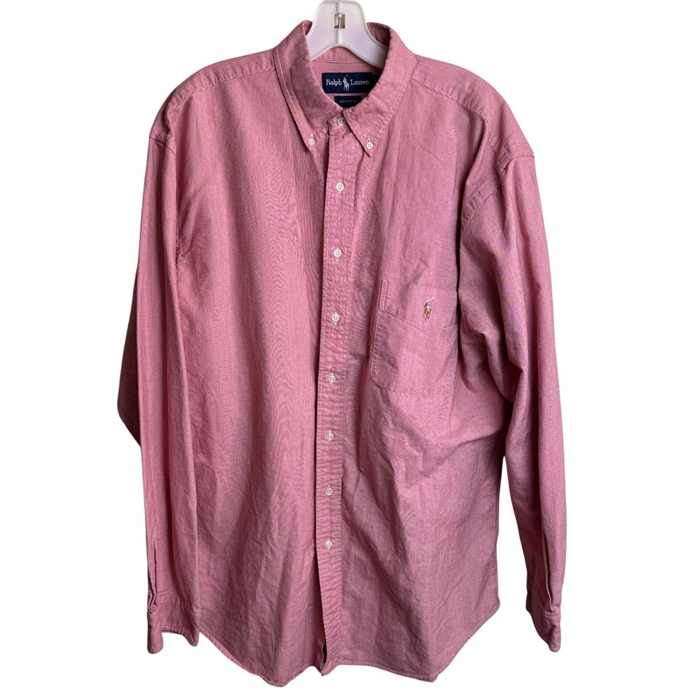 Ralph Lauren Men's LT‎ Tall Red Gingham Button Down Shirt Fray Flaw